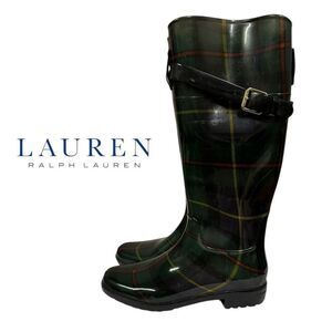 Lauren Ralph Lauren Women's Rossalyn II Tartan Plaid Tall Rain Boots 7